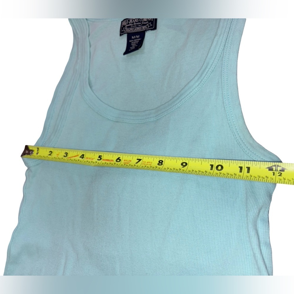 Ralph Lauren Ribbed Tank Top Size M Teal Embroidered Logo - Picture 4 of 7